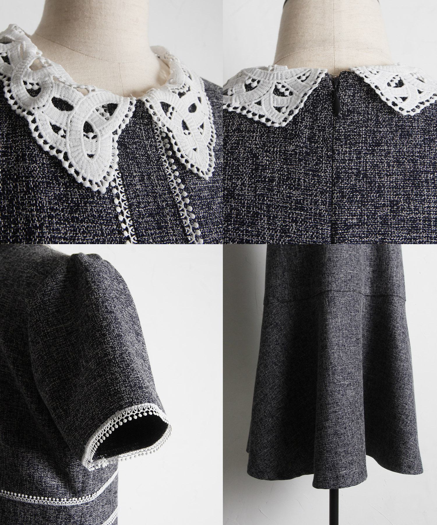 トッコクローゼット tocco closet 2WAYレース襟付き配色サマー