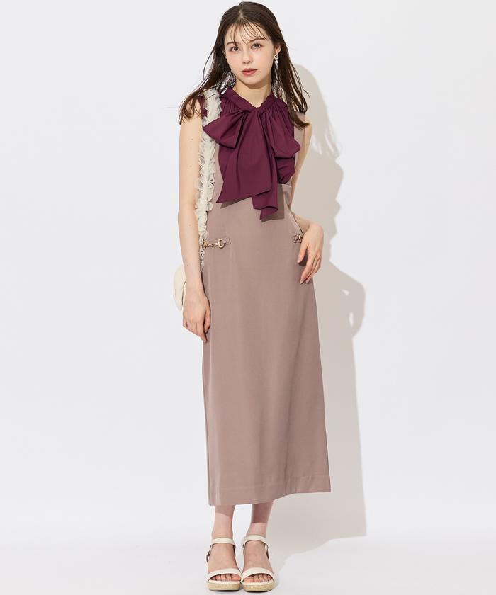 セール 50%OFF】2WAYノースリーブビッグリボンボウタイブラウス