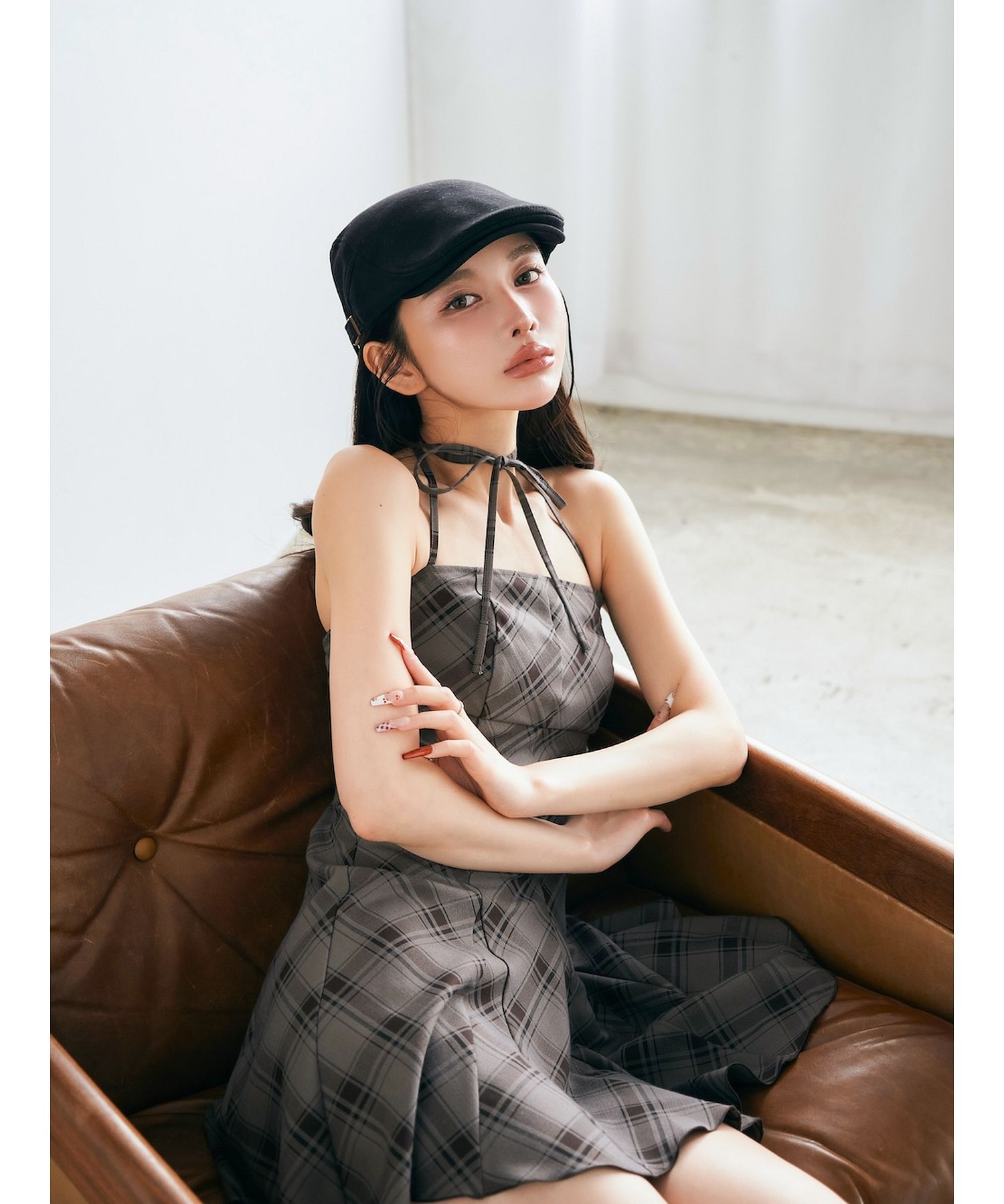 Darich チェックホルターリボンベアミニワンピース ダーリッチ Darich チェックホルターリボンベアミニワンピース