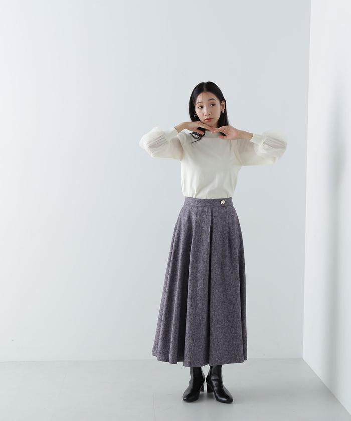 プリーツチュールスリーブニット 24AW(506616252) | ナチュラル