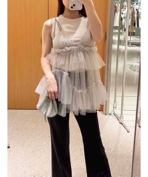 セール 50%OFF】チュールキャミレイヤードトップス(506632799 セール 50%OFF】チュールキャミレイヤードトップス(506632799