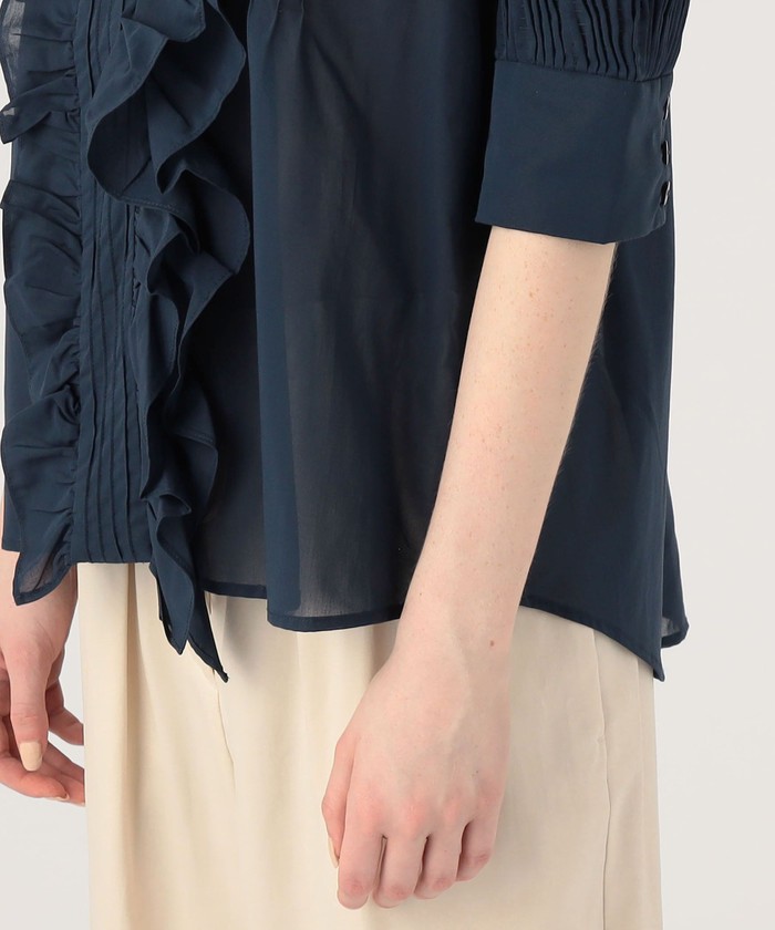 TEIJA トゥモローランド ネイビー 6 シアー フリル スカート