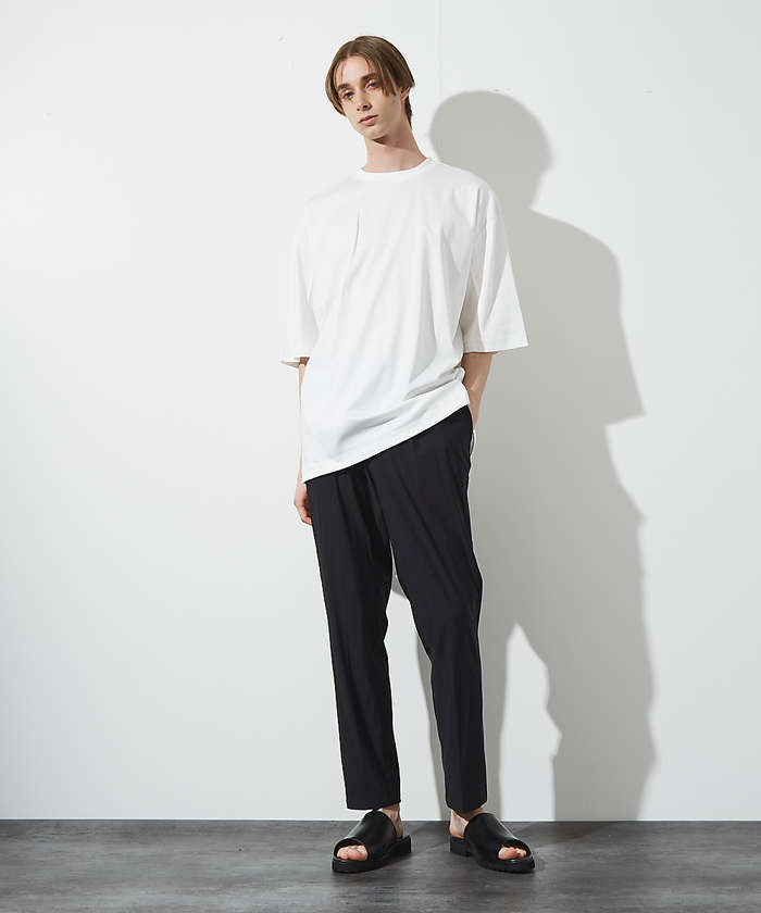 【ドローコード】Wシルケット ドレープ Tシャツ / オーバーサイズ ドローコード】Wシルケット ドレープ Tシャツ / オーバーサイズ