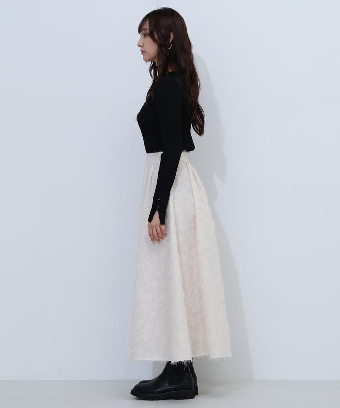 シャギーラメフレアスカート 24AW(506567578) | ナチュラル シャギーラメフレアスカート 24AW(506567578) | ナチュラル