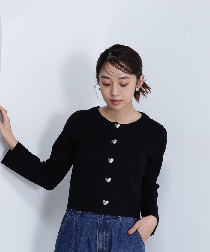 ハートボタンニットジャケット 24AW(506616255) | ナチュラル