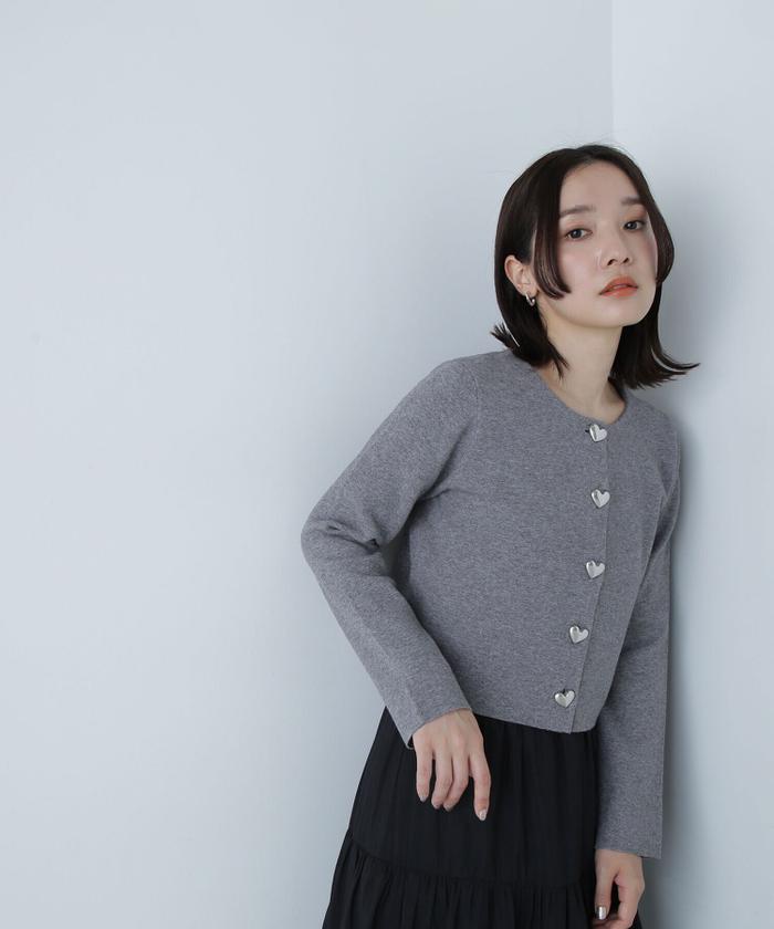 ハートボタンニットジャケット 24AW(506616255) | ナチュラル