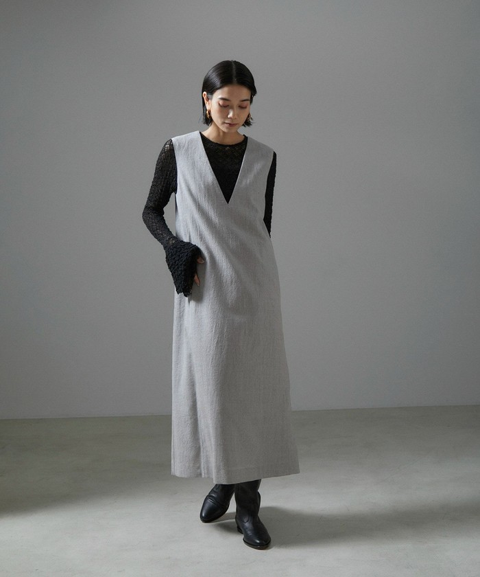 ◆送料・関税込み◆Sea N.Y バブルヘム Vネックワンピース セール 40%OFF】【セットアップ対応】ウール近江晒Vネック