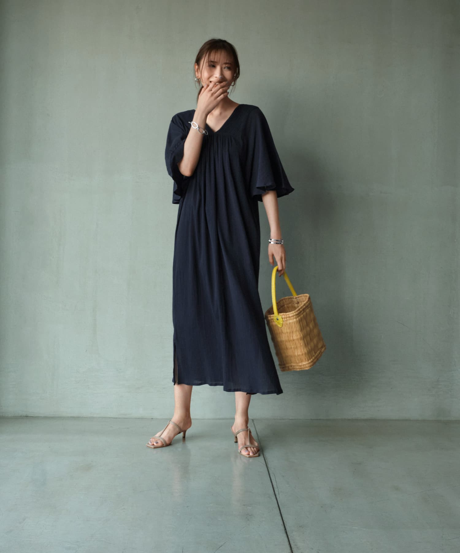 早い者勝ち‼︎スタイルデリ STYLE DELI 楊柳ピンタックカフタンワンピース スタイルデリ STYLE DELI 【LUXE】楊柳ピンタックカフタン