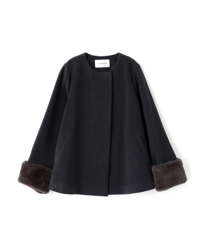 セール】フェイクファースリーブハーフコート 24AW(506514600 セール】フェイクファースリーブハーフコート 24AW(506514600