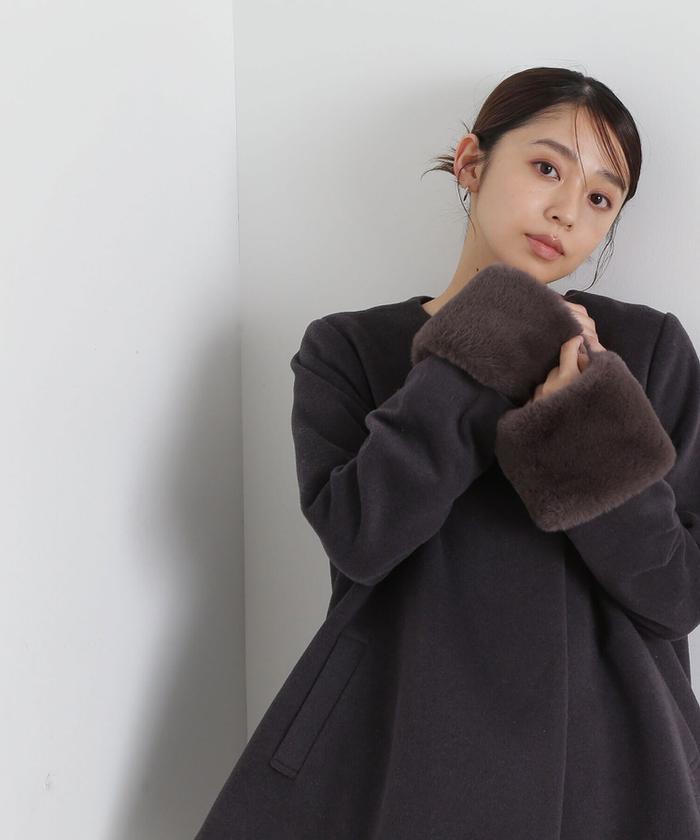 セール】フェイクファースリーブハーフコート 24AW(506514600 セール】フェイクファースリーブハーフコート 24AW(506514600