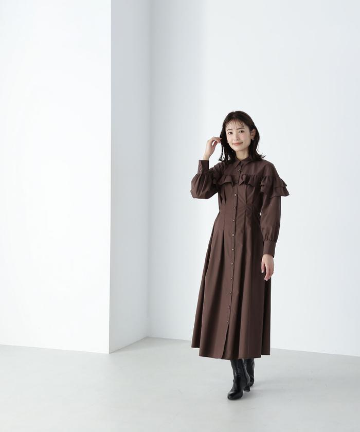 セール 50%OFF】ヨークフリルシャツワンピース 24AW(506616239
