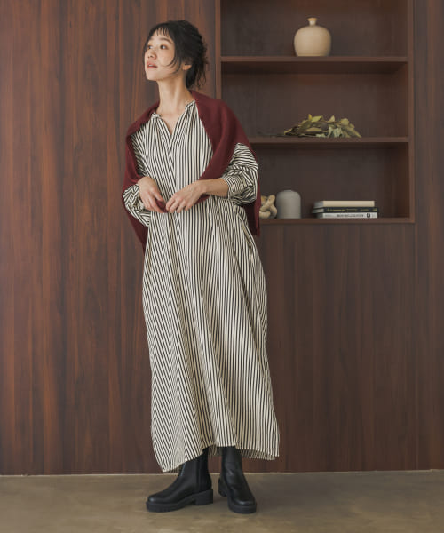セール 50%OFF】ストライプロングワンピース(506649429