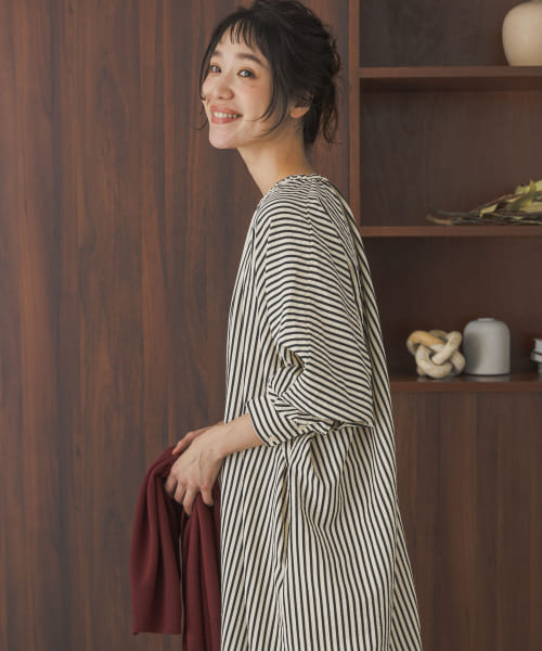 美品♡45R 小麦デニムのレフアドレス ロング ワンピース フリル