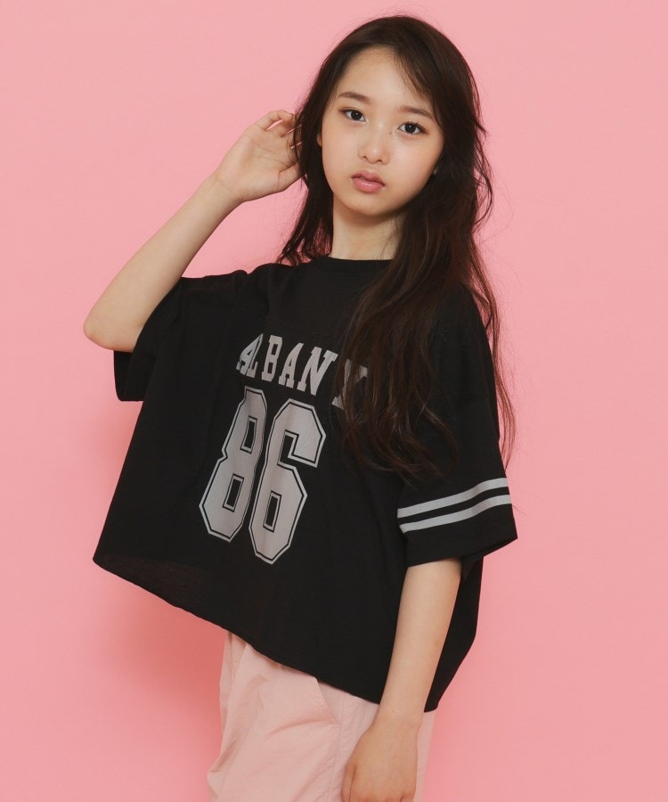 ✧　hana　✧★今季新品 ピンクラテ★ハ－フジップ衿付きTシャツ 130 セール 50%OFF】【130cmあり】ナンバリング ゆるTシャツ