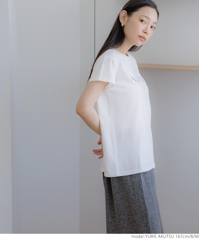 tシャツ cloche 箔プリントロールアップT レディース Paradise Picnic tシャツ cloche 箔プリントロールアップT