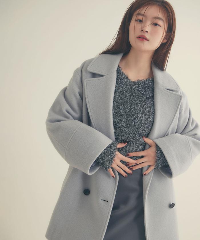 セール 10%OFF】ダブルブレストフォルムミドルコート 24AW