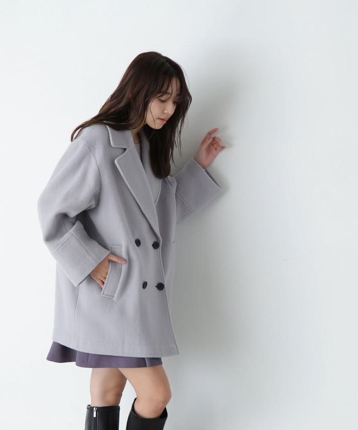 セール 10%OFF】ダブルブレストフォルムミドルコート 24AW