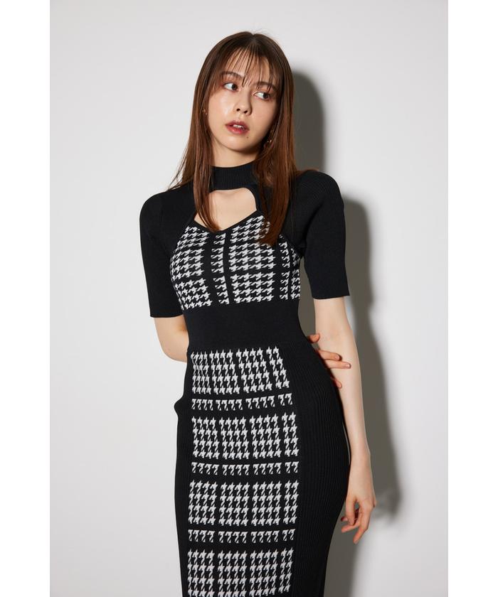 セール 40%OFF】2WAY千鳥パターンタイトニットワンピース