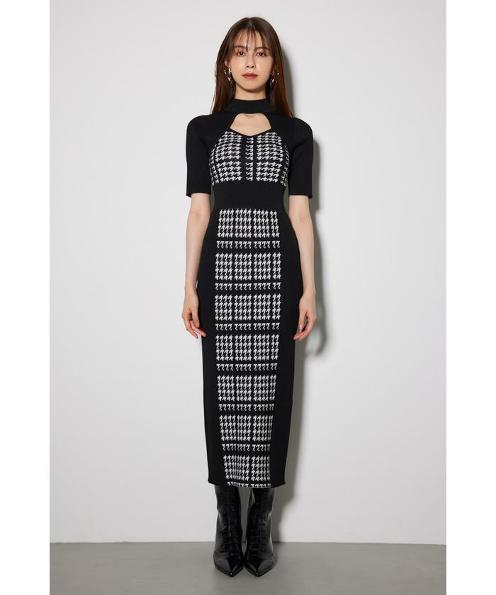セール 40%OFF】2WAY千鳥パターンタイトニットワンピース