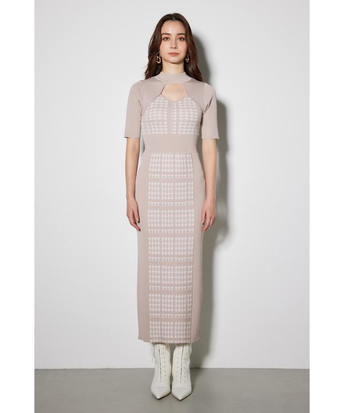 セール 40%OFF】2WAY千鳥パターンタイトニットワンピース