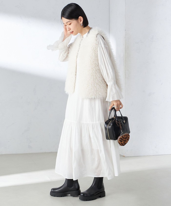 【シップス　ウィメン】リバーシブル フェイクファー ボンディング ジレ SHIPS｜リバーシブル フェイクファー ボンディング ジレ 24AW