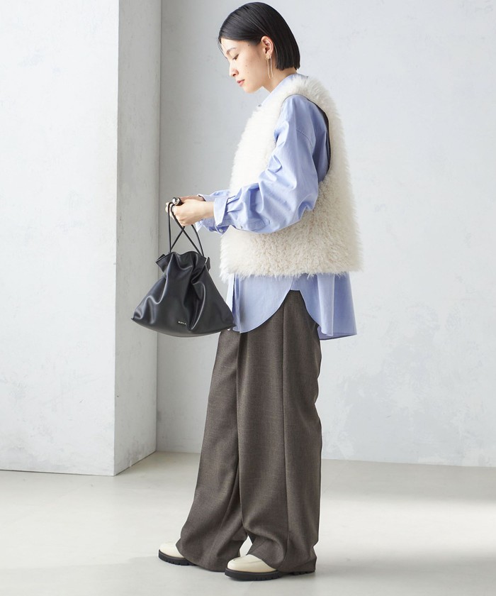 【シップス　ウィメン】リバーシブル フェイクファー ボンディング ジレ SHIPS｜リバーシブル フェイクファー ボンディング ジレ 24AW