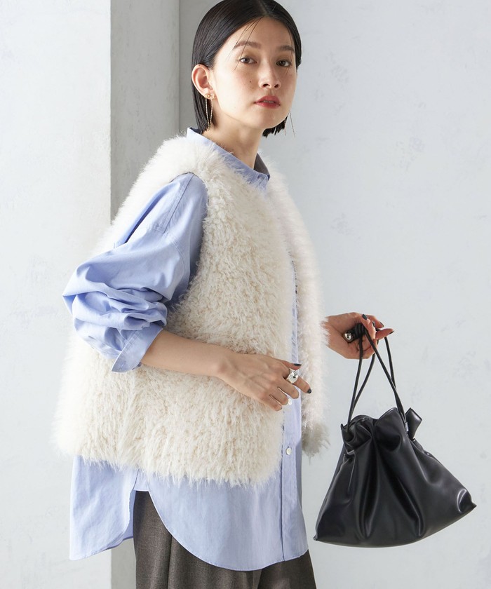 セール】リバーシブル フェイクファー ボンディング ジレ