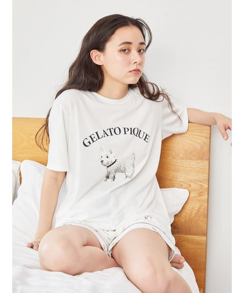 ジェラートピケ アイス バックプリントTシャツ ＆ギンガムチェックパンツ セット ジェラートピケ アイス バックプリントTシャツ ＆ギンガム
