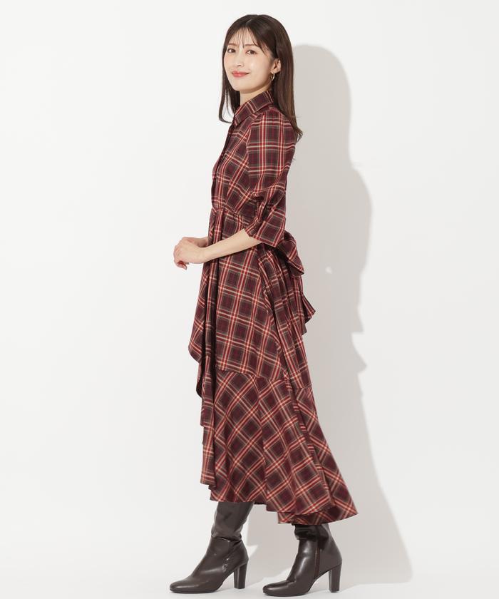 セール 50%OFF】ラッフルフリルチェックワンピース(506661738