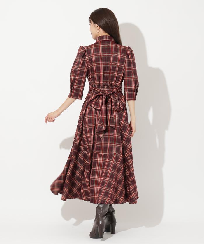プッチラッフルチェックロングワンピース セール】ラッフルチェックロングワンピース（ワンピース）｜Lil