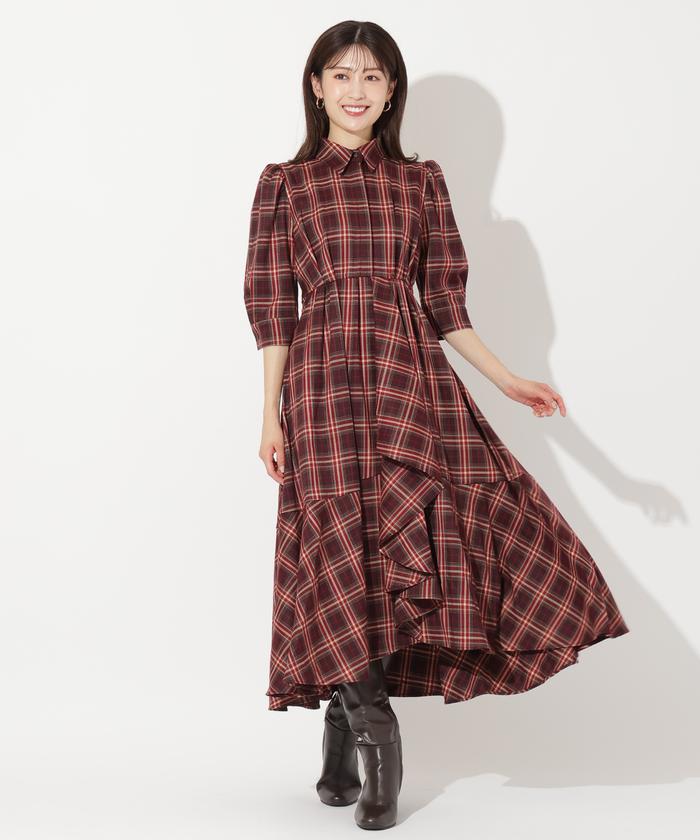 セール 50%OFF】ラッフルフリルチェックワンピース(506661738