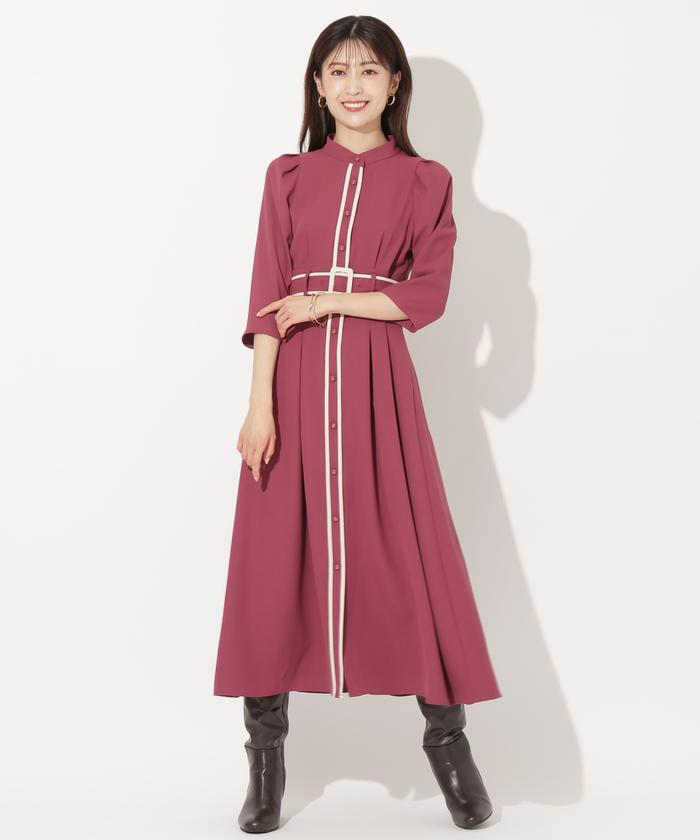 【公式完売品】AND COUTURE 配色パイピングボウタイワンピース セール 50%OFF】配色パイピングボウタイワンピース(506661739