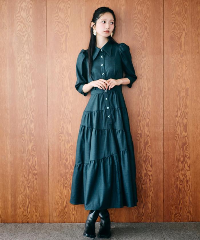 And Couture ベルト付ティアードシャツワンピース　BOR And Couture ベルト付ティアードシャツワンピース BOR（WEB限定