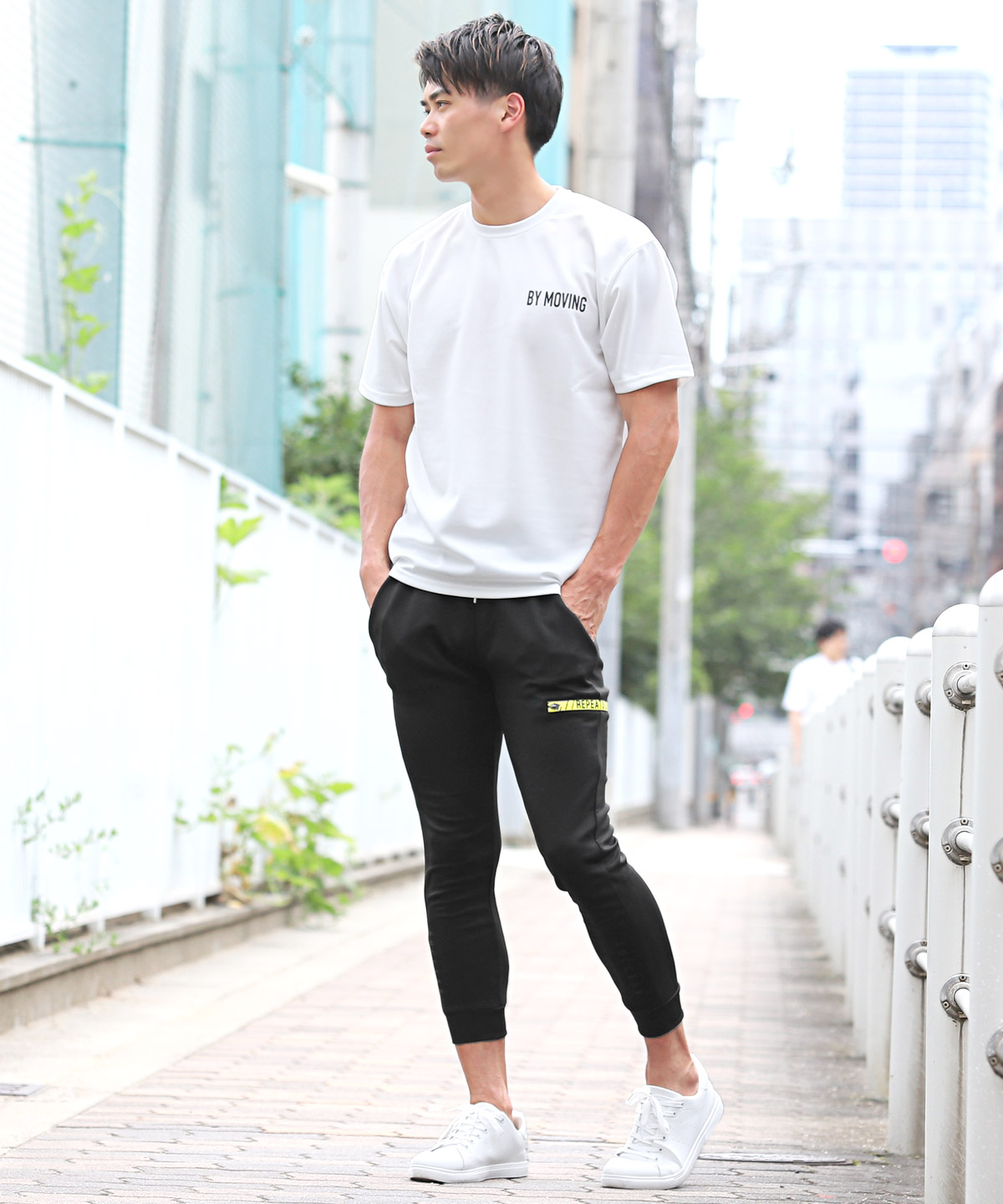 ラグスタイル LUXSTYLE サイド蛍光ロゴテープジョガーパンツ