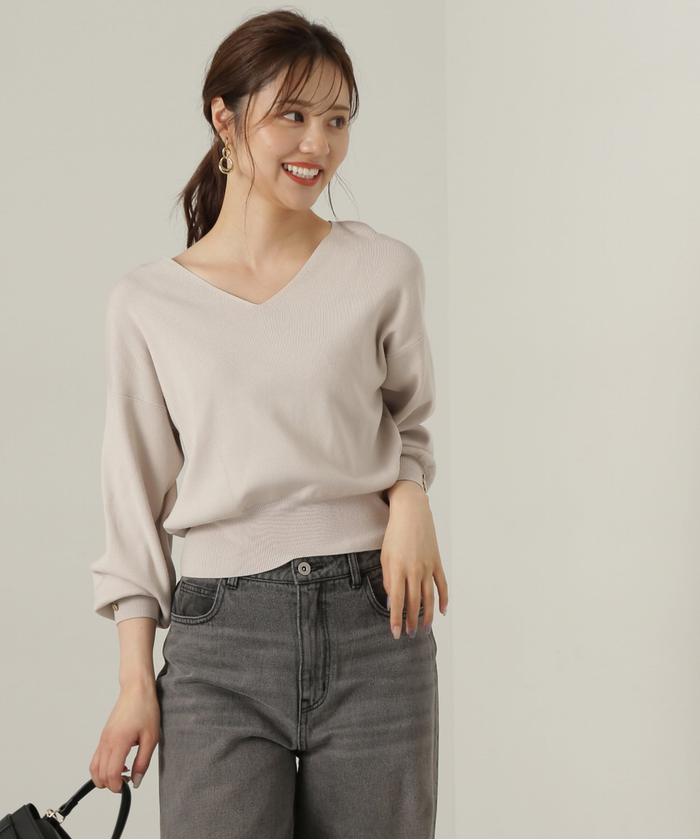 【美品】　アナイ　トリアセテートポンチドルマンブルゾン　ノーカラー　近年モデル セール 10%OFF】Vネックドルマン総針ニット24AW(506554999