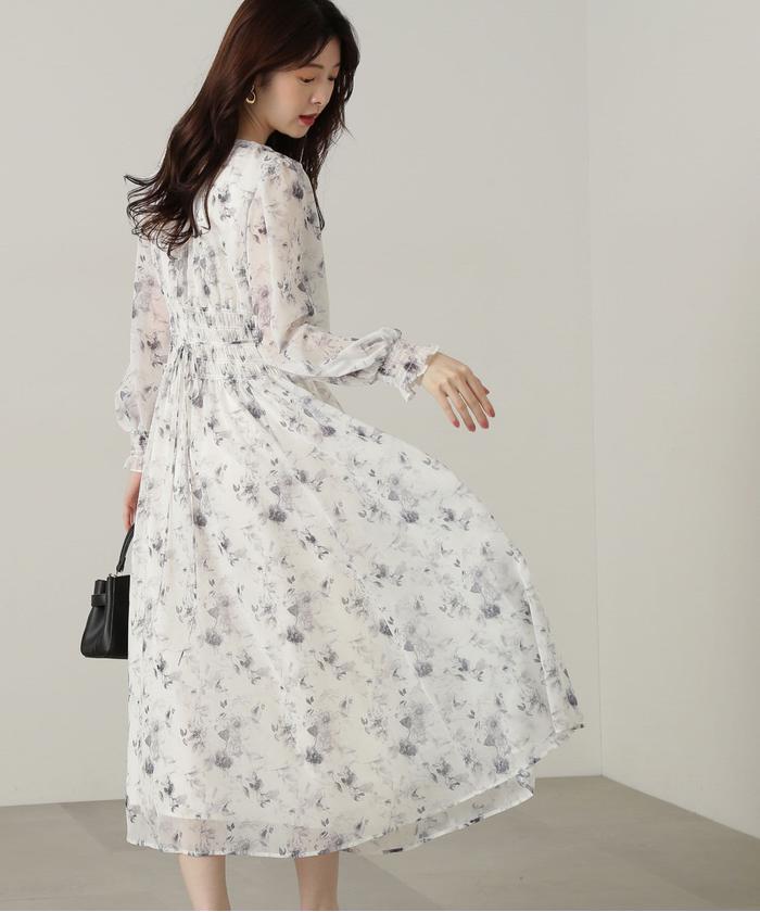 セール 50%OFF】花柄シャーリングワンピース(506678147