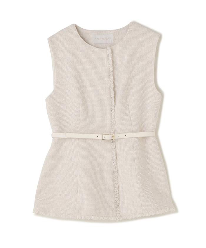 セール 30%OFF】ベルト付きペプラムツイードジレ24AW(506678155