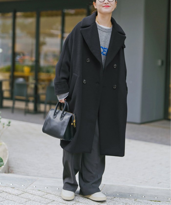 spick & span ダブルブレストコートグレー