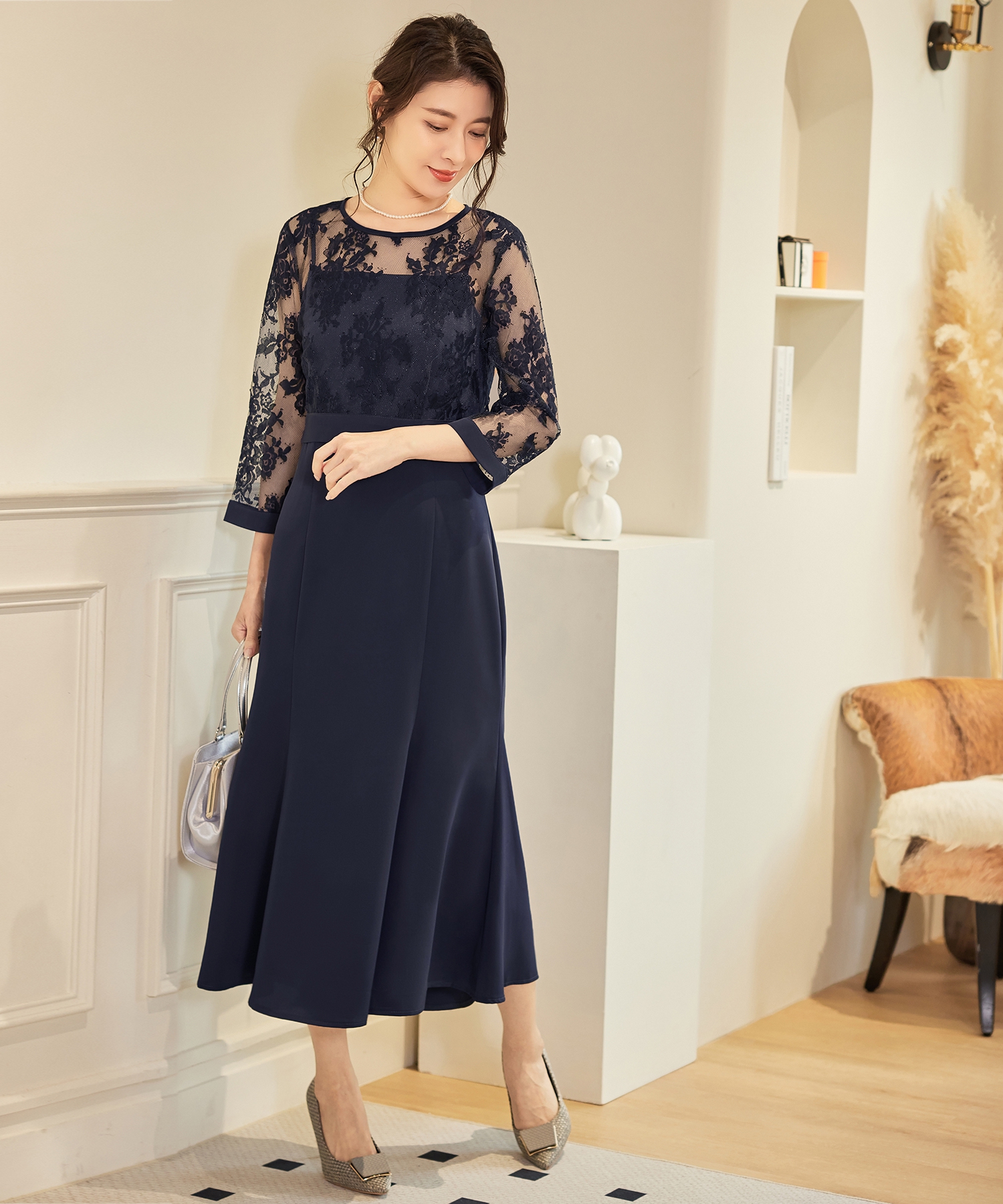 【新品未使用 フラメンコ衣装】オレンジ 女優館 ワンピース ドレス ボランテ ROPK-10-11-2N】青×黒青ドットボランテワンピース - フラメンコ