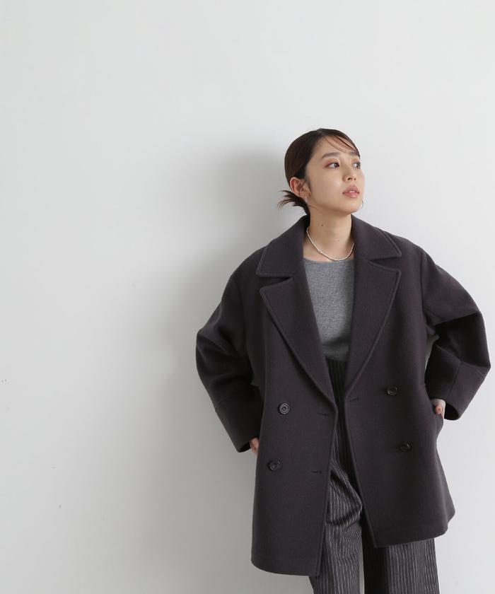 セール 10%OFF】ダブルブレストフォルムミドルコート 24AW