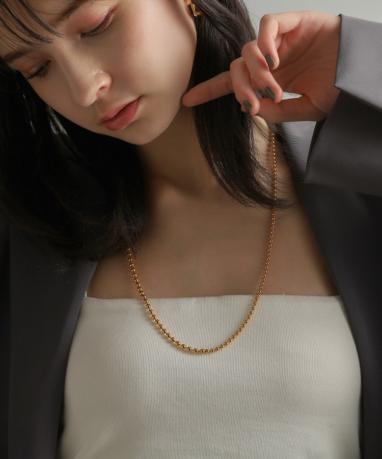 クーポン】シルバー ミックスネックレス ボールチェーンマンテル