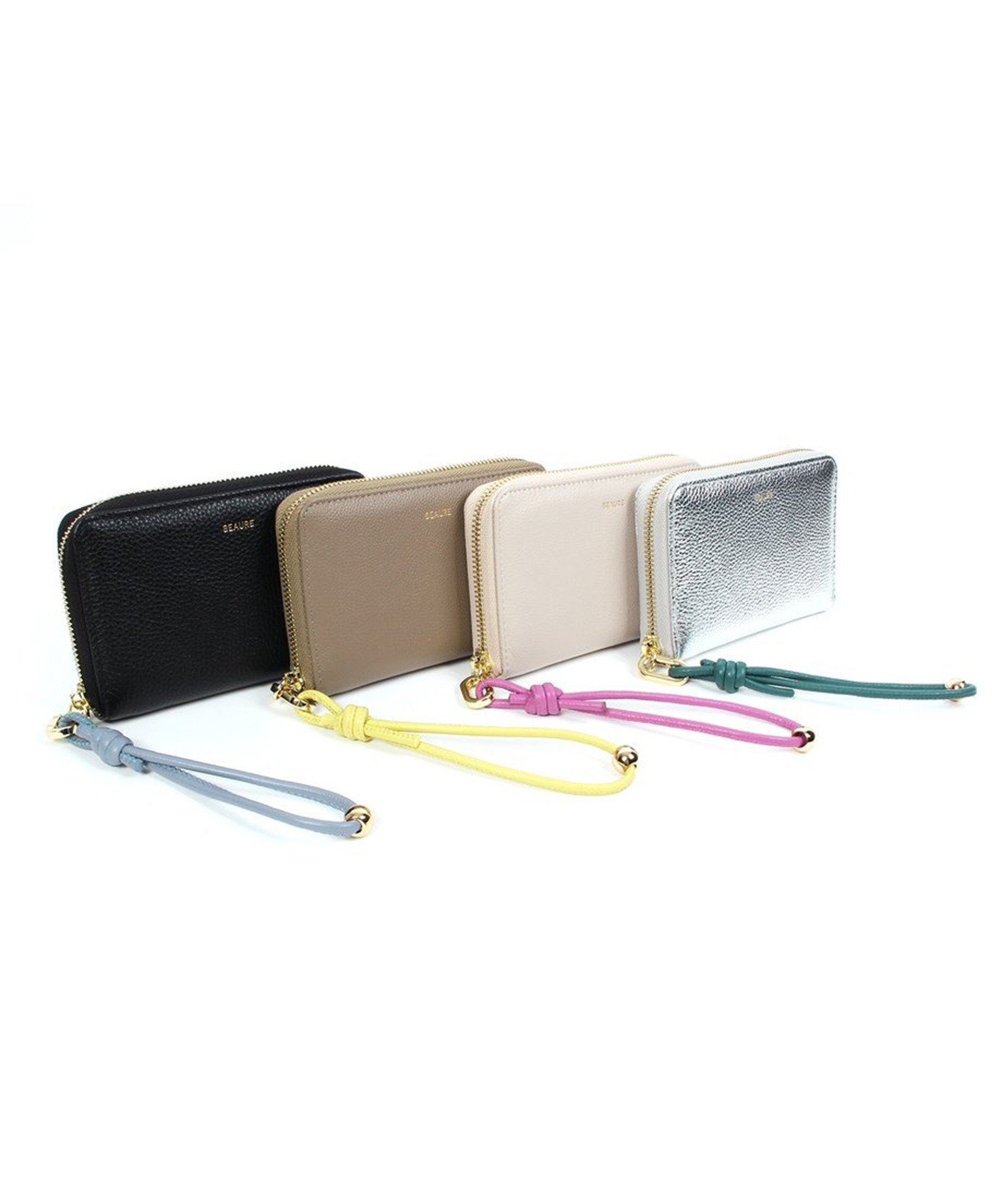 BEAURE】カウレザー ハンドストラップ付財布 B-24096】BEAURE カウレザー ハンドストラップ付きバイカラー