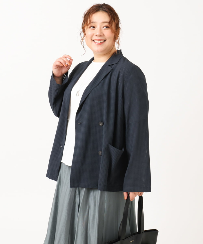 セール10%OFF】【大きいサイズ】チェックシアージャケット