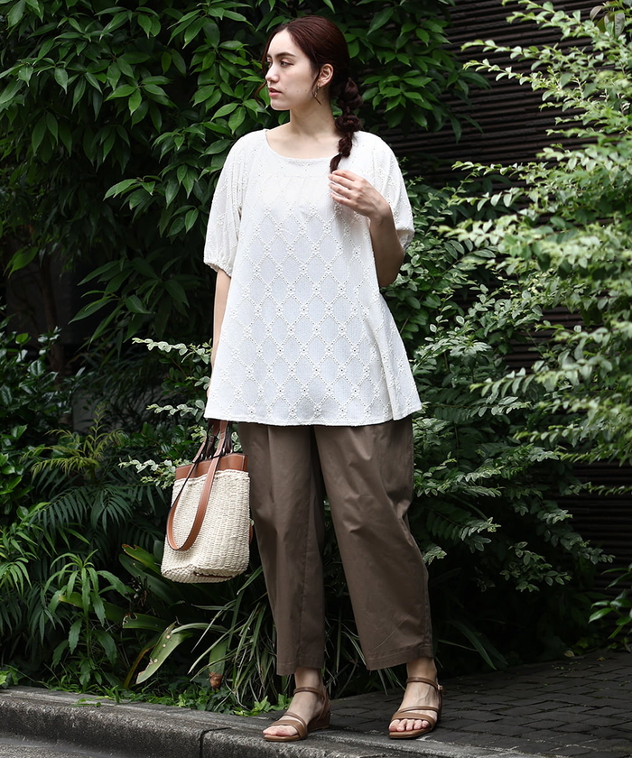 お歳暮 人気 オシャレ セール 20%OFF】【大きいサイズ】タックパンツ(506730219 パンツ