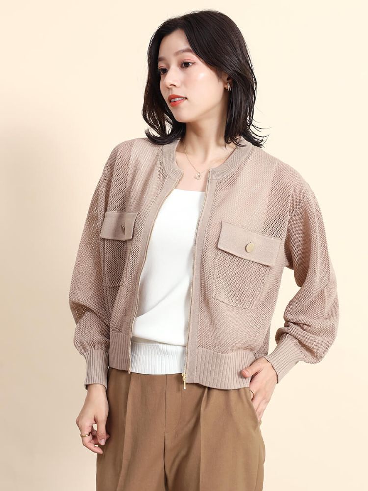 新品タグ付き【FENNEL】透かし編みニットジップカーディガン Vin｜透かし編みニットジップカーディガン | Rakuten Fashion