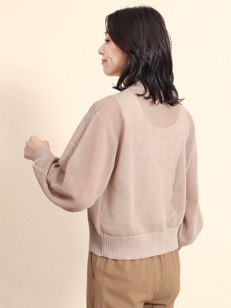 フェンネル FENNEL 透かし編みニットジップカーディガン