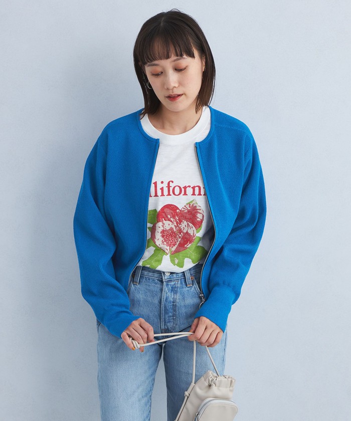 セール】フォルム クロップド ニット ブルゾン -ウォッシャブル セール】フォルム クロップド ニット ブルゾン -ウォッシャブル