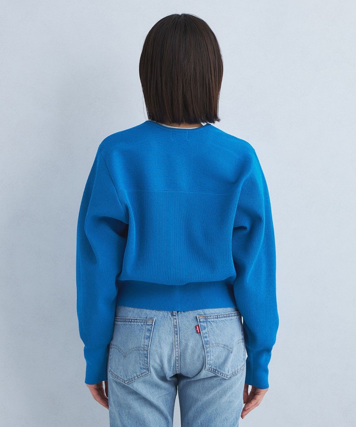 セール】フォルム クロップド ニット ブルゾン -ウォッシャブル セール】フォルム クロップド ニット ブルゾン -ウォッシャブル