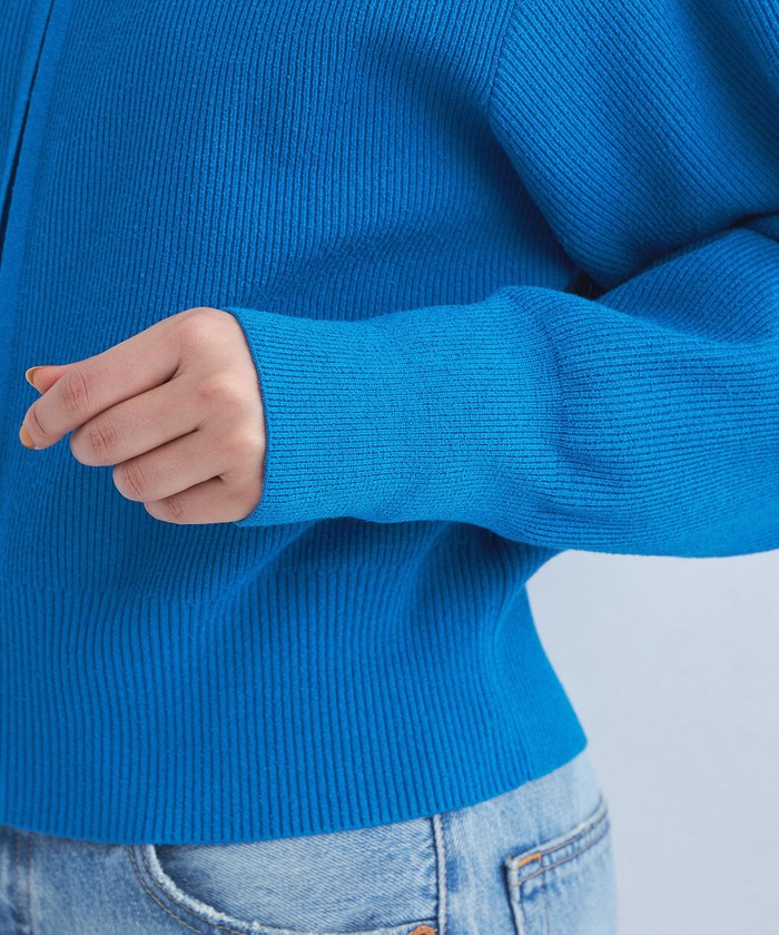 セール】フォルム クロップド ニット ブルゾン -ウォッシャブル セール】フォルム クロップド ニット ブルゾン -ウォッシャブル