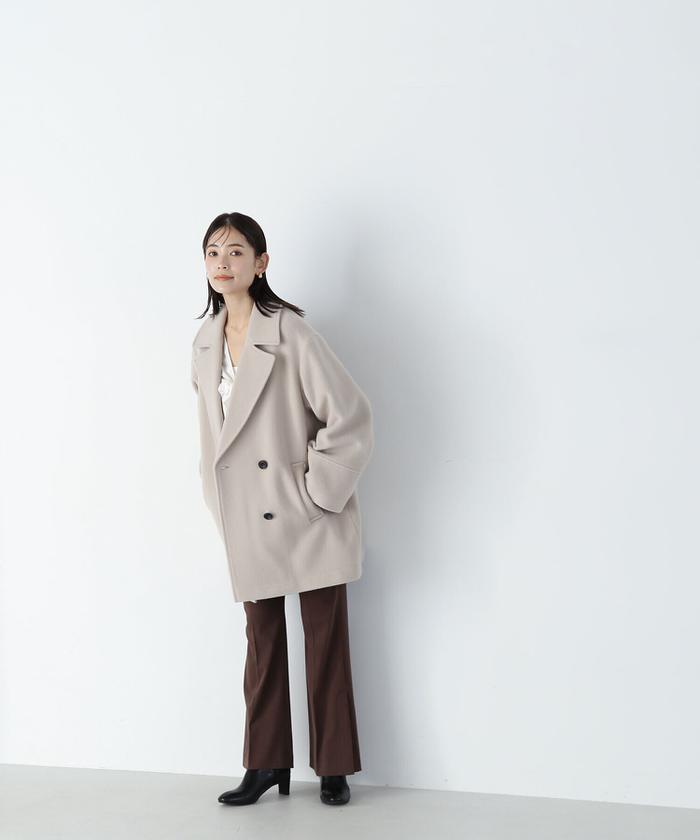 セール 10%OFF】ダブルブレストフォルムミドルコート 24AW